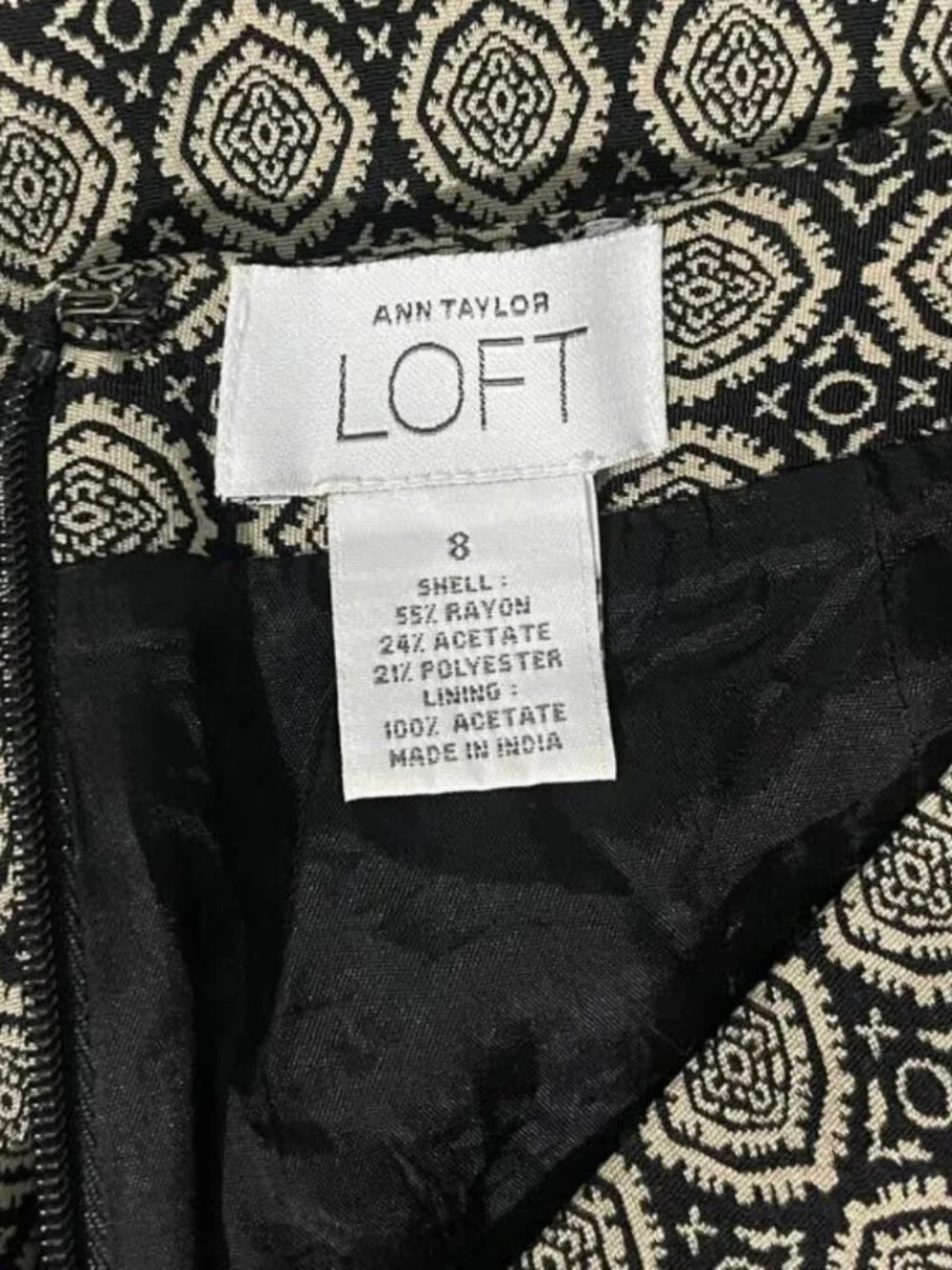 Ann Taylor Loft Belted Geometric Print Knee Length Pencil Skirt Size 8